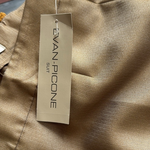 NWT Evan Picone Tan Iridescent Dress Pants Straight-Leg front Pleated Pants, 4 - Picture 4 of 7